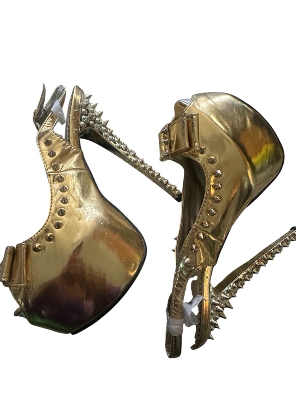 Gold Spike Embellished sexy Platform Slingback statementHeels new wo box size 7